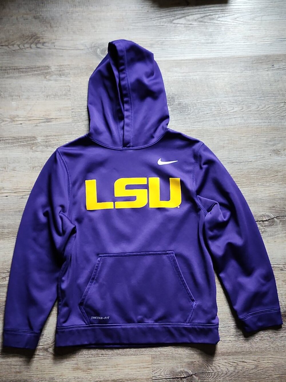 Nike LSU Tigers Therma Fit Youth Hoodie Purple Pullover Fleeced Lined Sz M NWOT